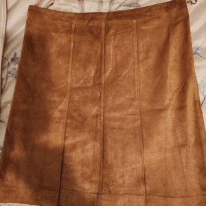 LOFT Tan A-Line Suede Skirt